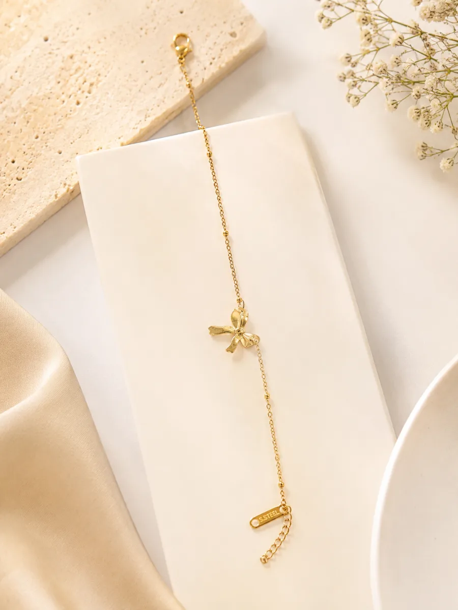 Gold Flower Tassel Bracelet - HAFSAY Korean bracelets