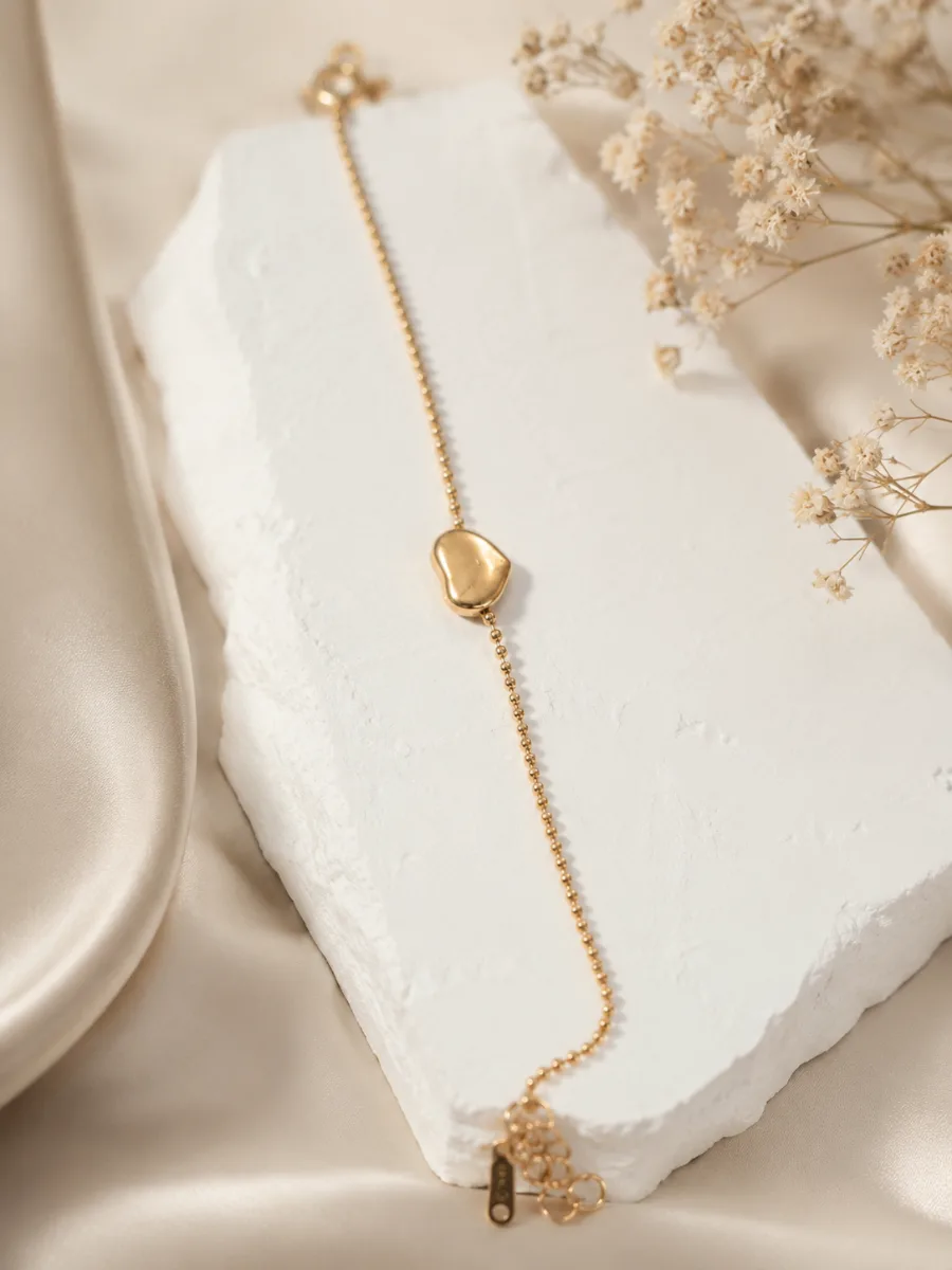 Gold Heart Charm Bracelet - HAFSAY Korean bracelets