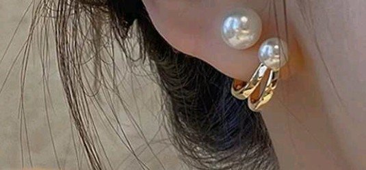Pearl Gold Hoop Ear Cuff - HAFSAY Korean earrings