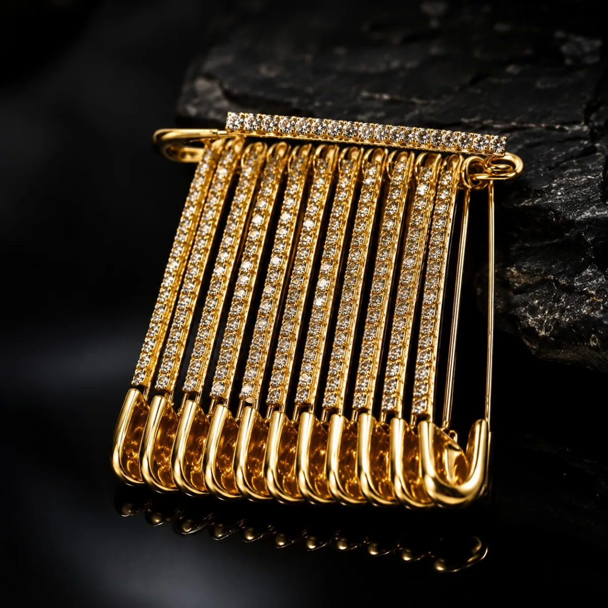 Gold Diamond Safety Pin - HAFSAY Korean hijab pins