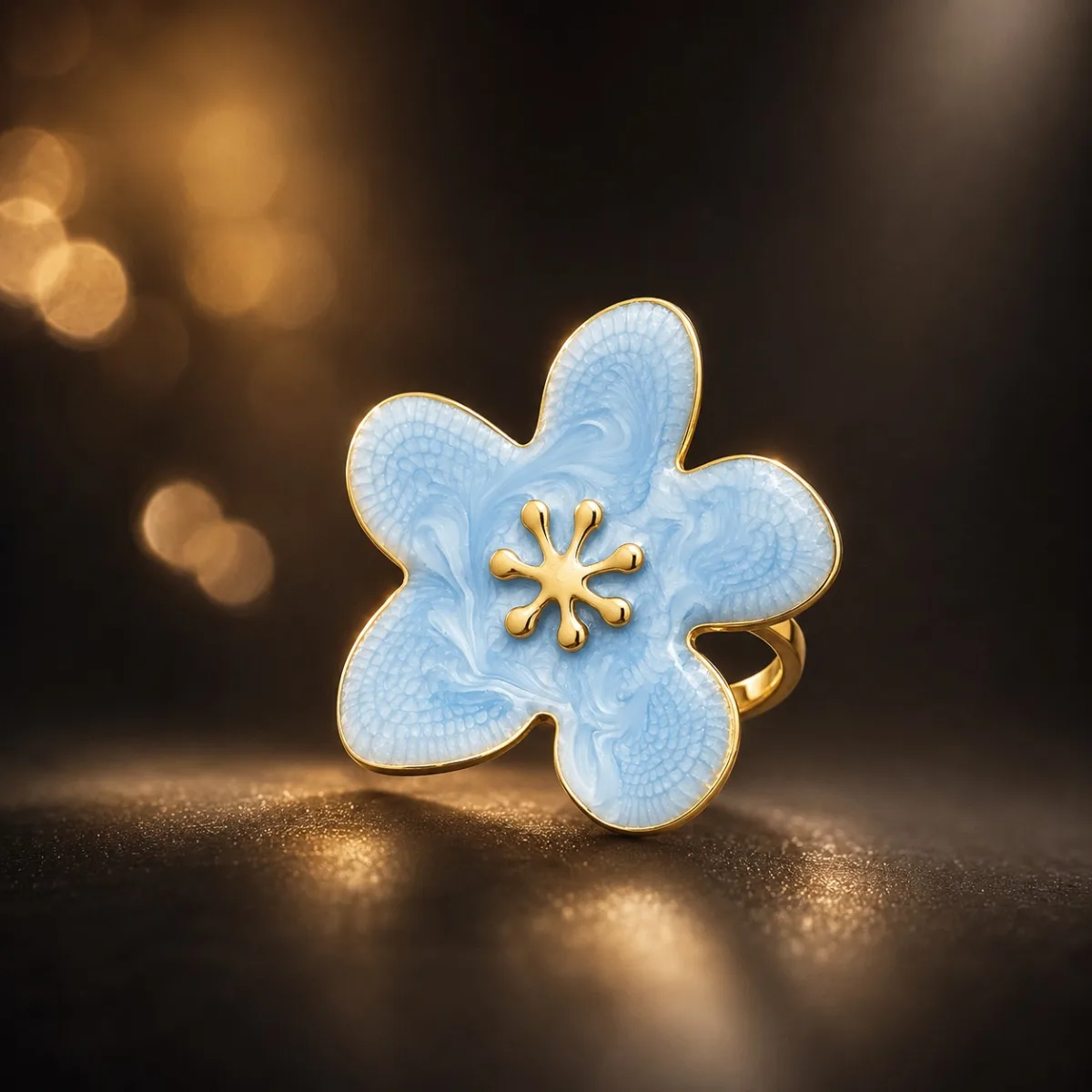 Blue Flower Enamel Ring - HAFSAY Korean rings