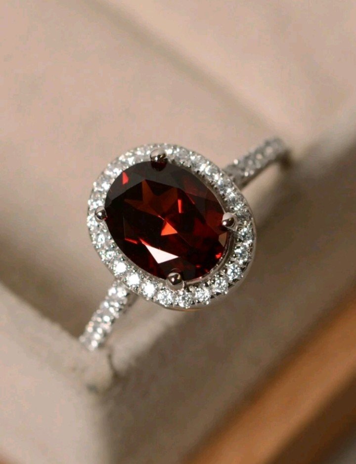 Burgundy Gemstone Ring - Korean rings by HAFSAY