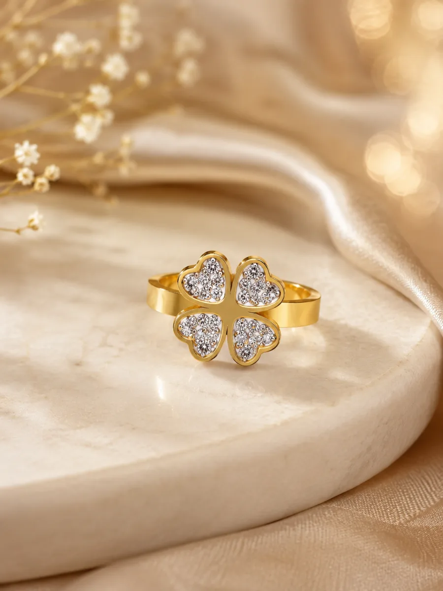 Gold Clover Ring - HAFSAY Korean rings
