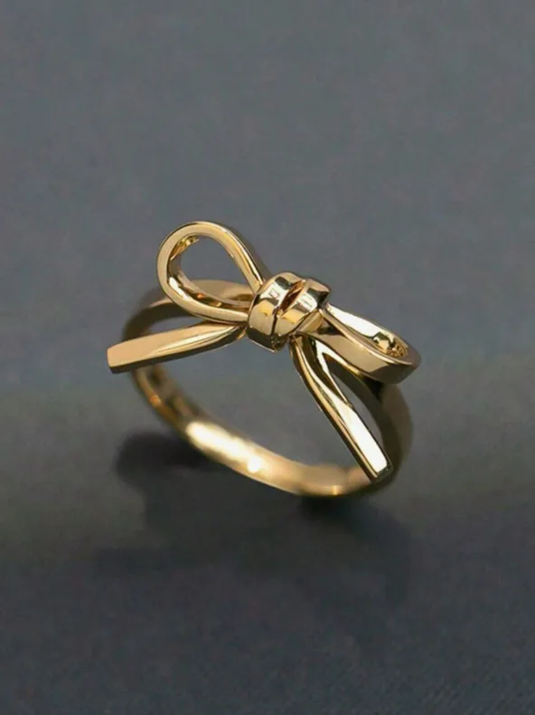 Golden Bow Ring - Korean rings by HAFSAY