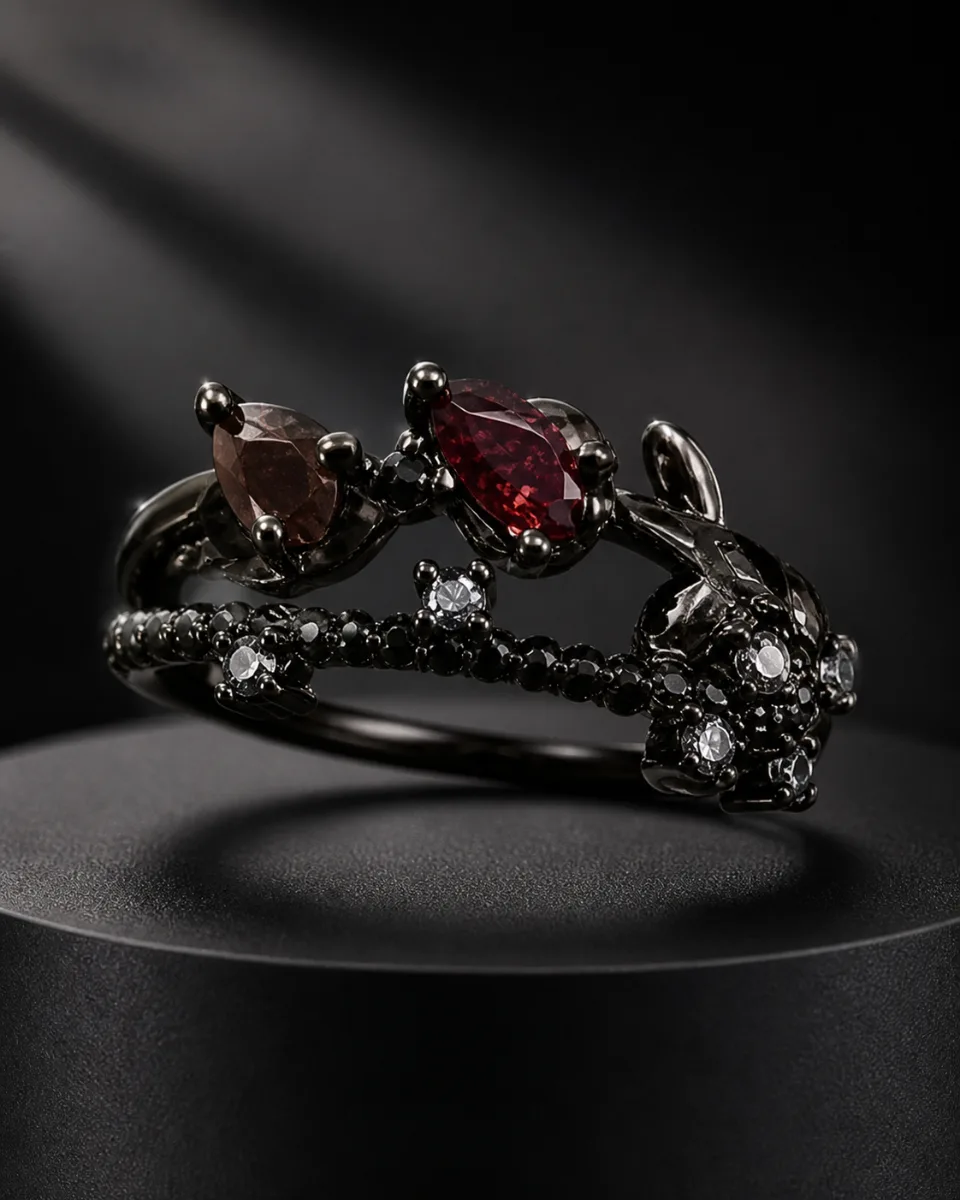 Dark Gothic Floral Ring - Korean rings by HAFSAY