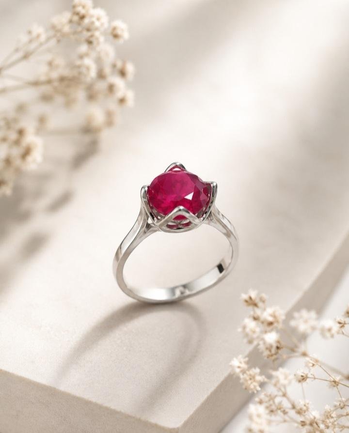 Pink Lotus Floral Ring - HAFSAY Korean rings