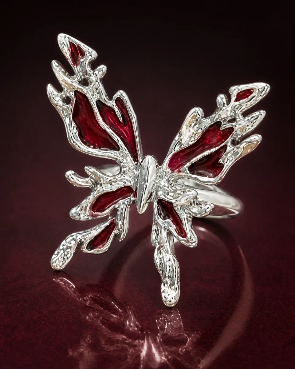 Red Butterfly Ring - HAFSAY Korean rings
