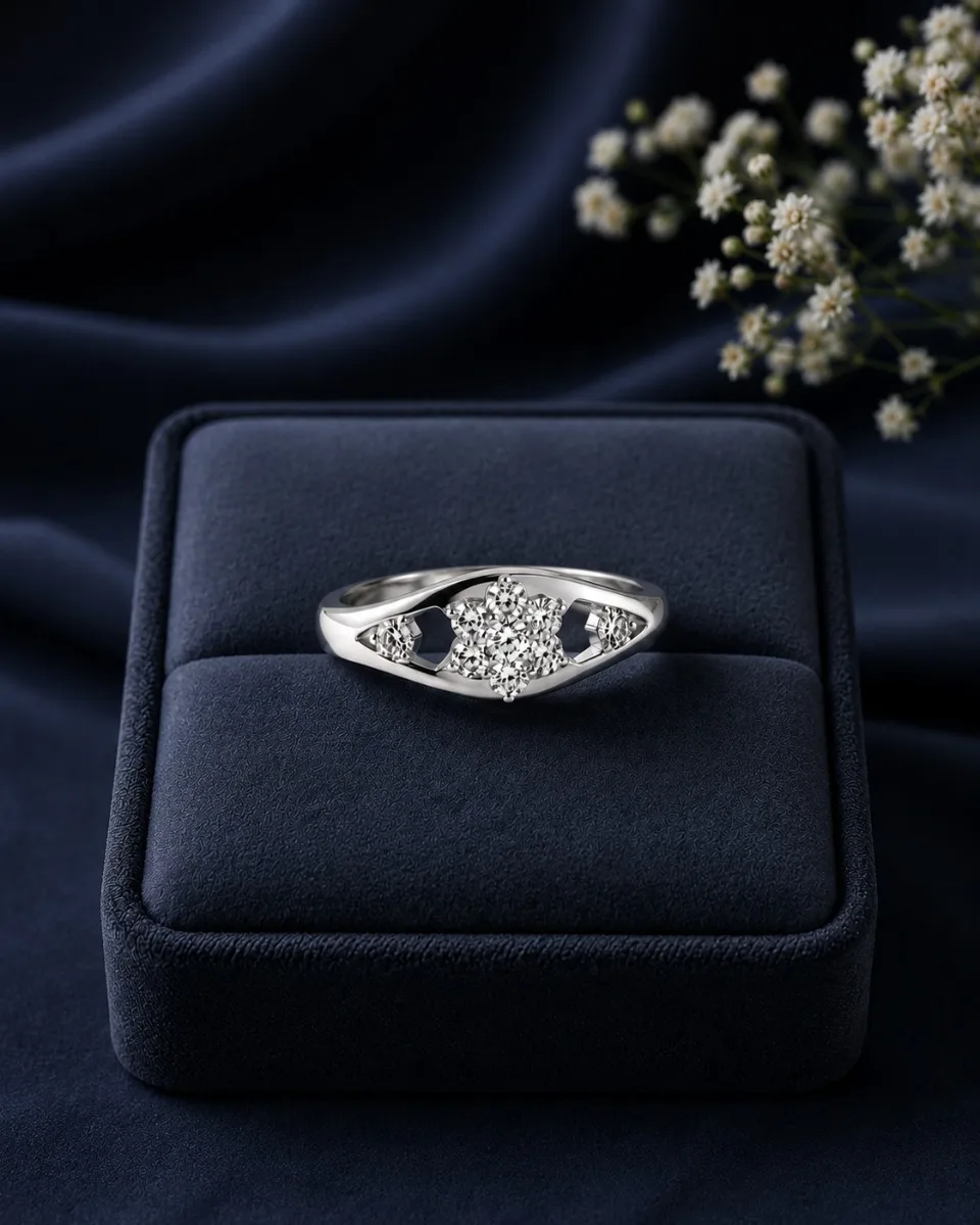 Silver Cluster Marquise Ring - HAFSAY Korean rings