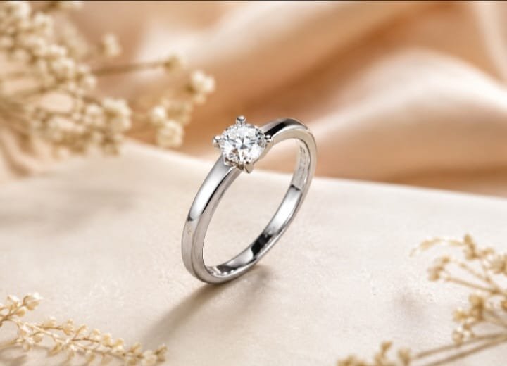 Silver Flat Band CZ Ring - HAFSAY Korean rings
