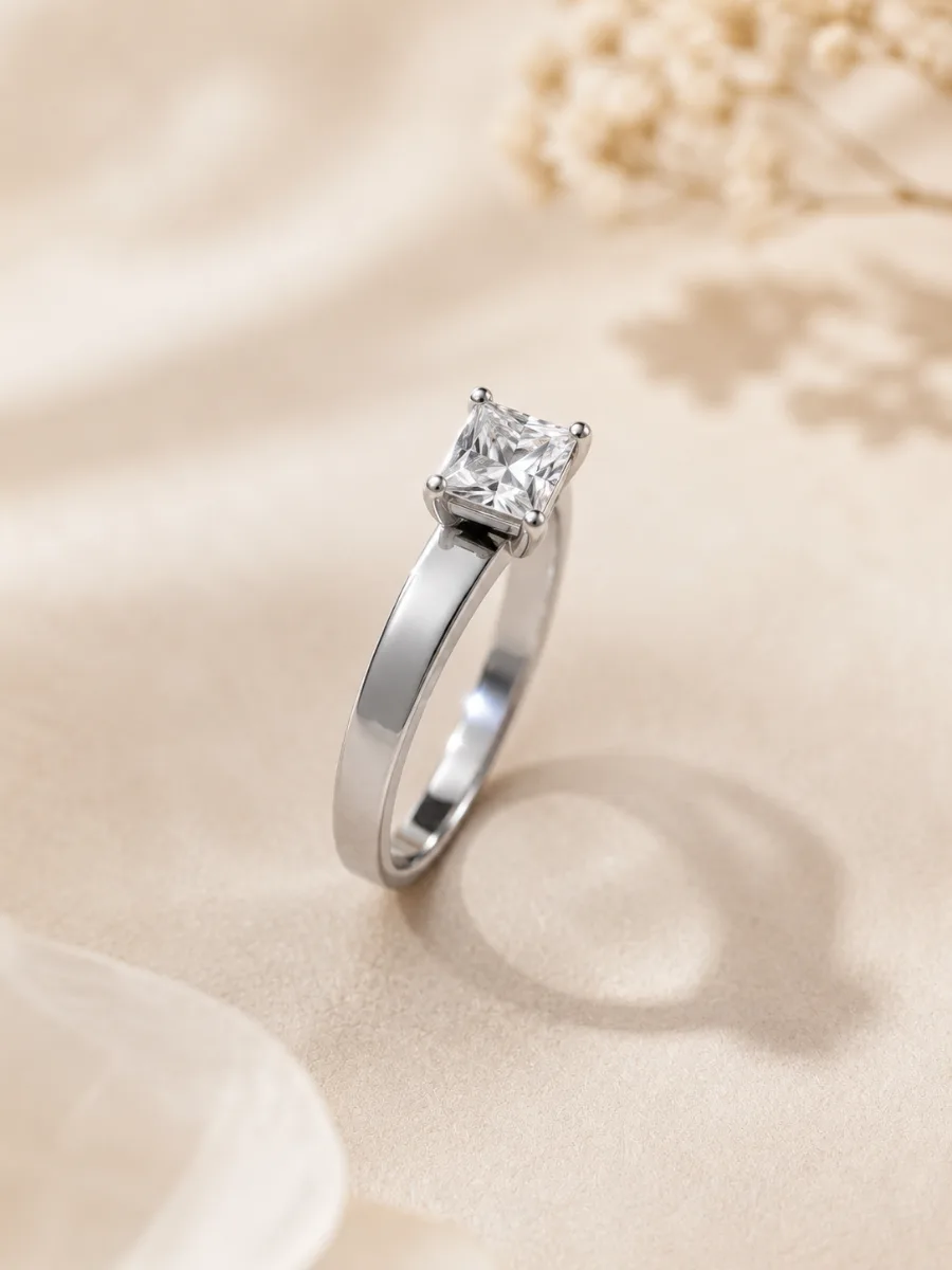 Silver Princess Solitaire Ring - HAFSAY Korean rings